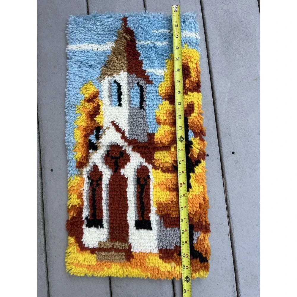 Vogart Crafts Latch Hook Wallhanging Rug Church Fall 12